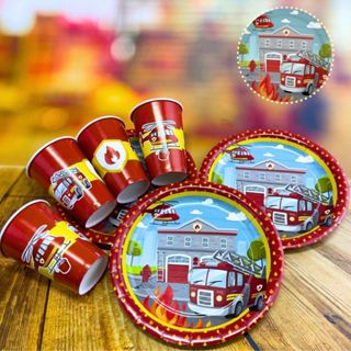 KIT FESTA BOMBEIRO 16 PRATOS + 16 COPOS DESCARTÁVEL 180 ML PAPEL - REGINA em Oferta na Shopee