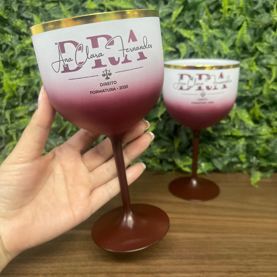 60 Taças Gin 450ml Degradê com borda metalizada Personalizadas em 1 lado em Oferta na Shopee