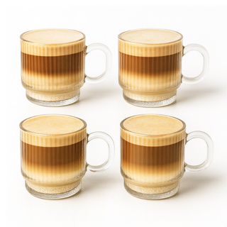 Jogo 4 Xícaras Em Vidro Graffiato 170ml Canecas de Café Chá em Oferta na Shopee