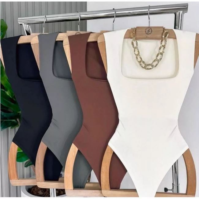 KIT 3 BODY FEMININO REGATA SUPLEX DECOTE QUADRADO FORRO DUPLO