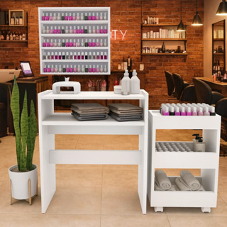 Mesa Manicure Branca Multiuso Escritório e Salão de Beleza MDP em Oferta na Shopee