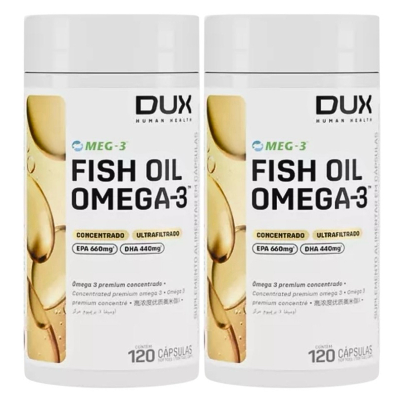 Kit 2x Fish Oil Ômega 3 Sem Sabor 120 Cápsulas - Dux Nutrition
