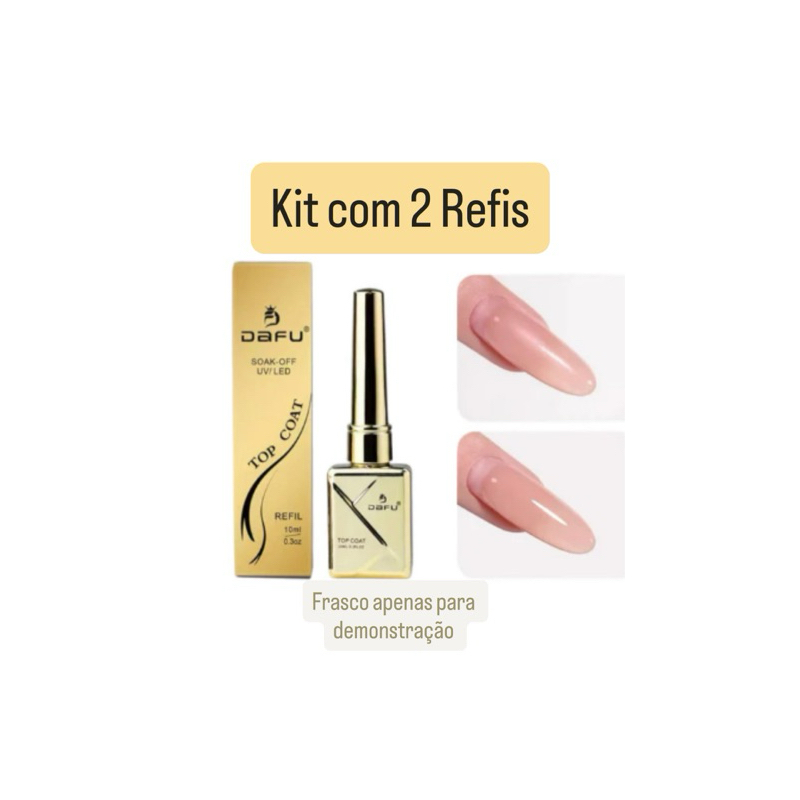 KIT 2 Refil Top Coat DAFU 10ML | Brilho Espelhado Profissional | Unhas em Gel | Secagem LED/UV em Oferta na Shopee