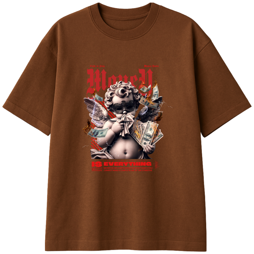 Camiseta Oversized Unissex Streetwear 100% Algodão "Money is Everything" – Ideal para Academia | Lançamento Exclusivo