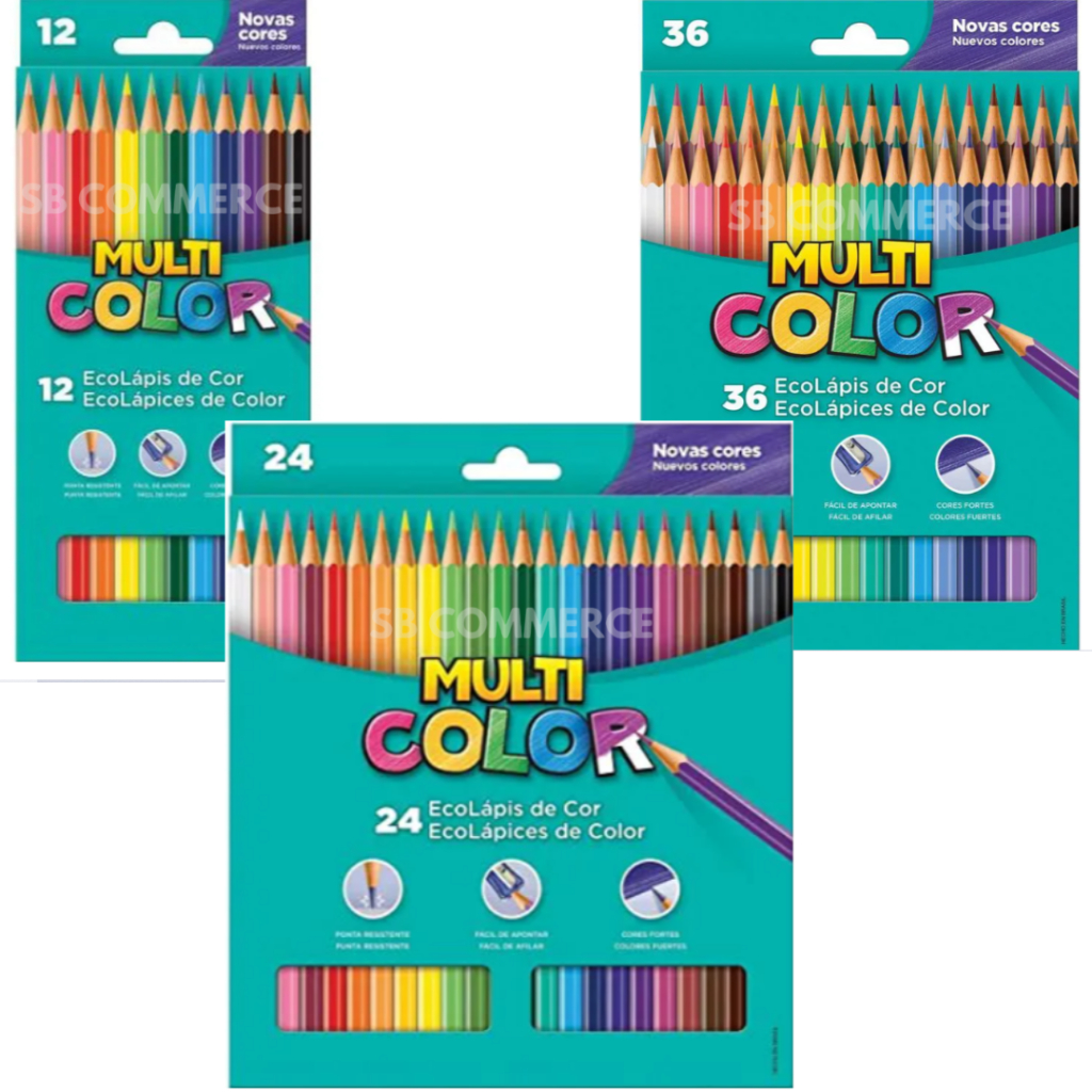 Lapís De Cor Profissional Multicolor Escolar 12 - 24 - 36 Cores Material Escolar Papelaria