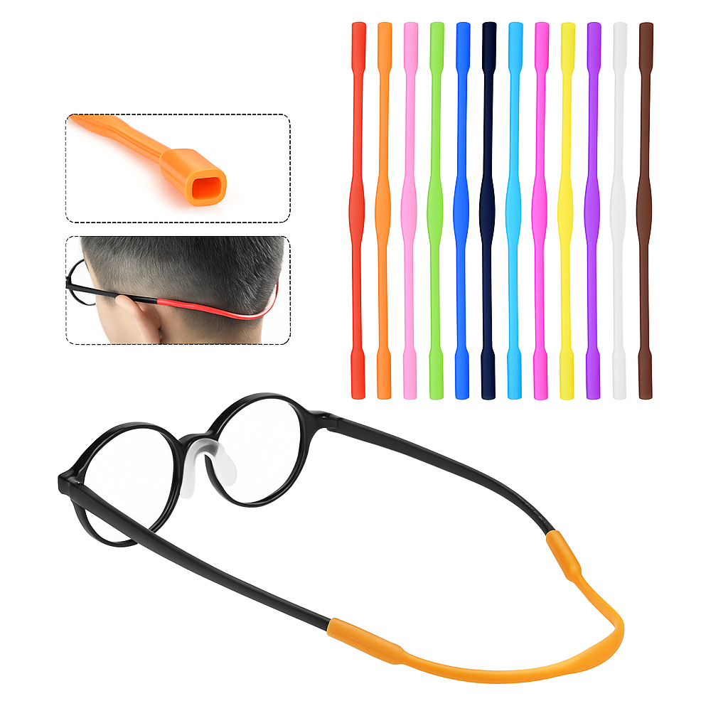Cordão de Silicone para Óculos Infantil – Suporte Confortável / Seguro / Colorido / Estiloso