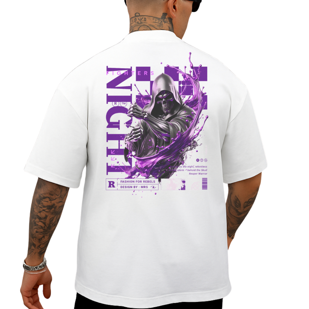 Camiseta Oversized Academia Unissex 100% Algodão – Modelo "Morte Night" | Conforto e Estilo para seu Treino