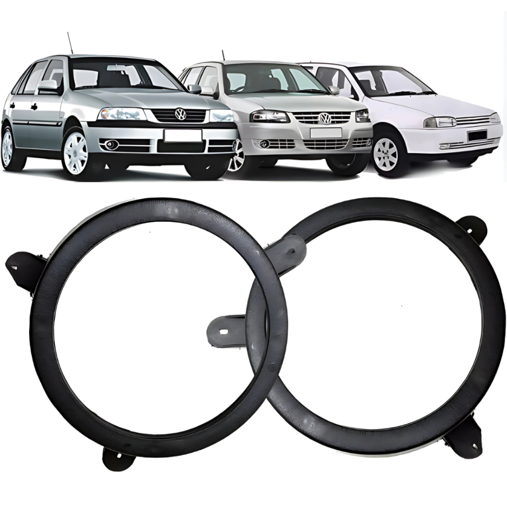 Par Aro Adaptado Alto Falante Dianteiro VW Gol G2 G3 G4 4 Portas 6 Polegadas