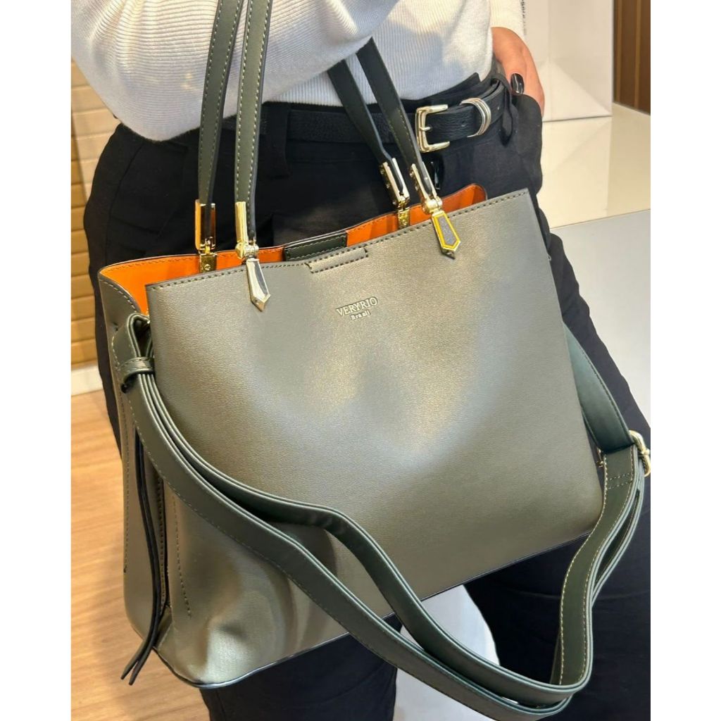 Bolsa Feminina Veryrio Alça de Ombro e Transversal Confortável Couro de Luxo Liso Casual Moderna