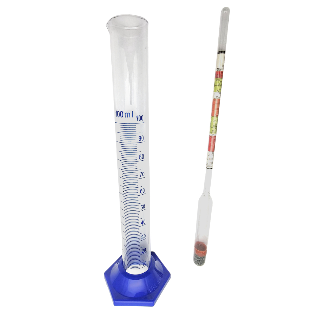 Densimetro 3 Escalas + Proveta De Vidro 100ml Vinho Cerveja