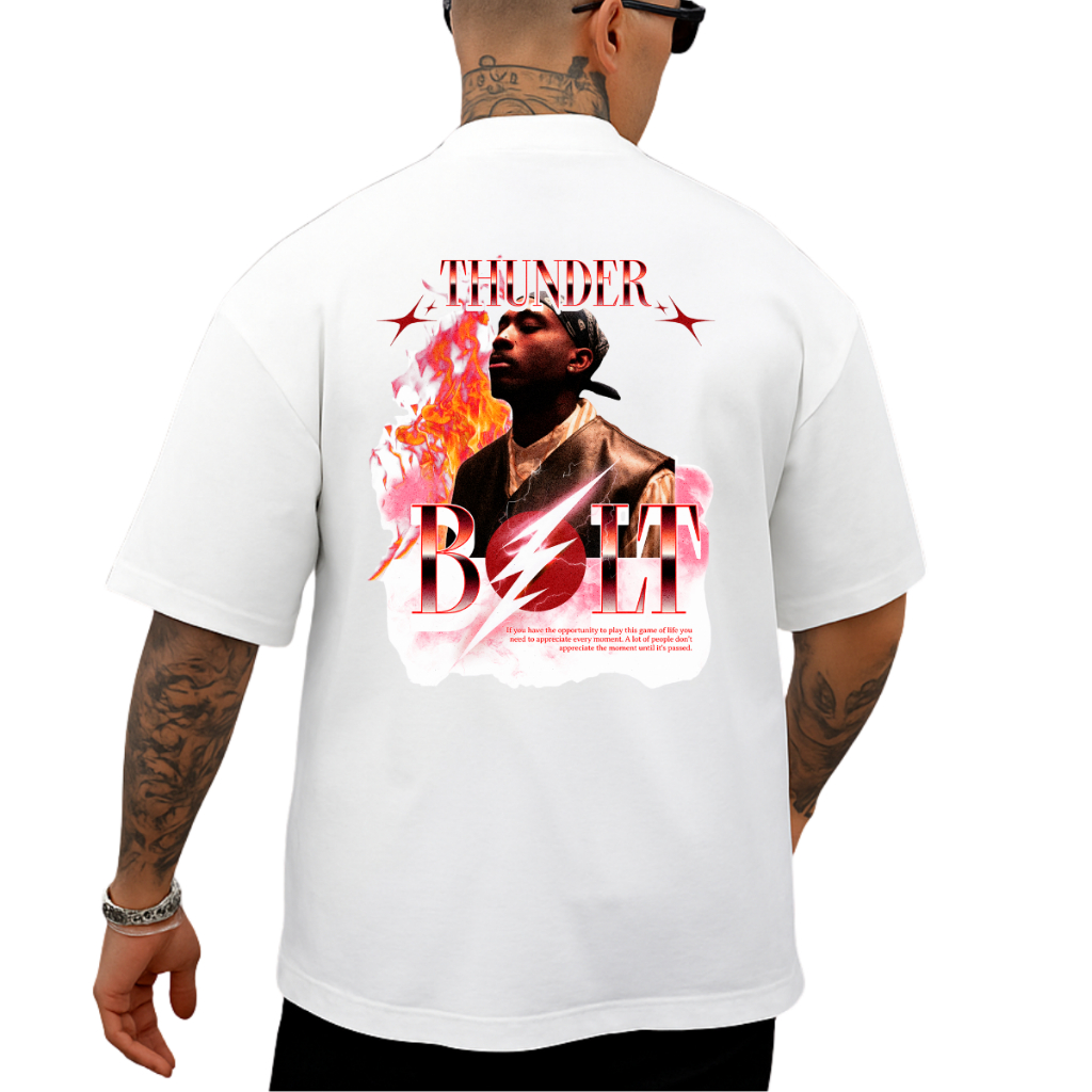 Camiseta Oversized Academia Estampada Modelo: "Thunder Bolt" – Novidade Moda Streetwear 100% Algodão