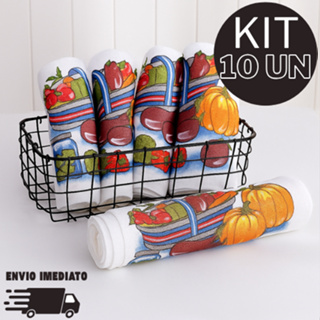 Pano De Prato Kit 10 Panos Algodão Alta Absorção Pia Cozinha Louça Estampado Pe Galinha Legitimo em Oferta na Shopee