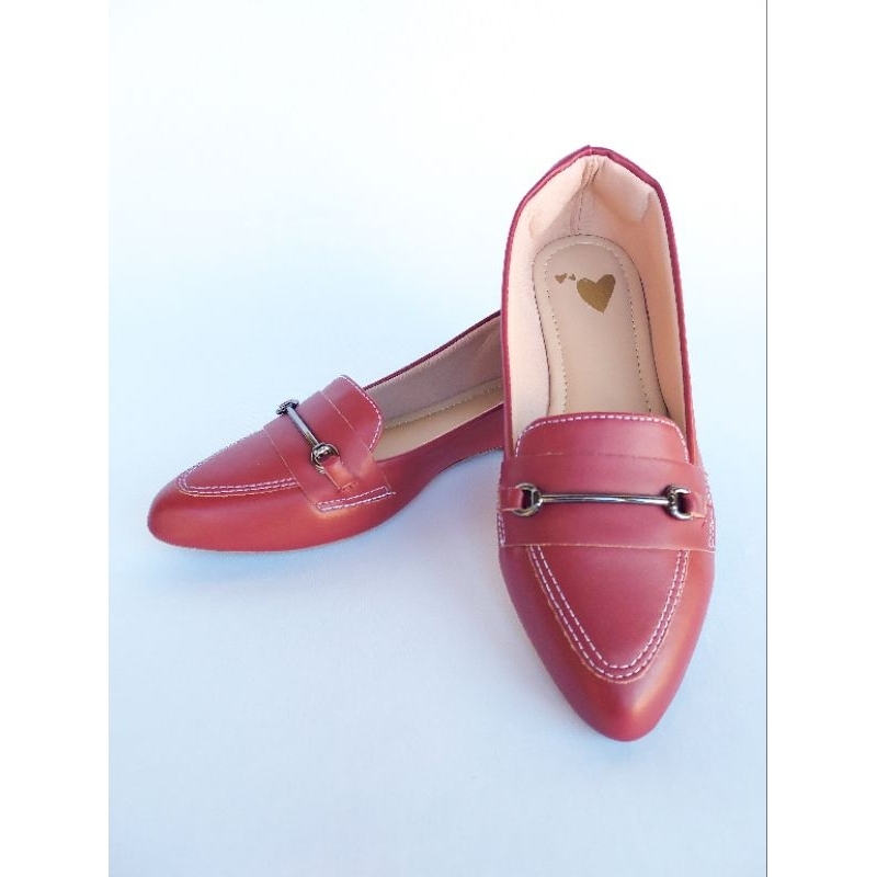 Mocassim Sapatilha feminino bico fino marsala confortável e estilosa antiderrapante bordô