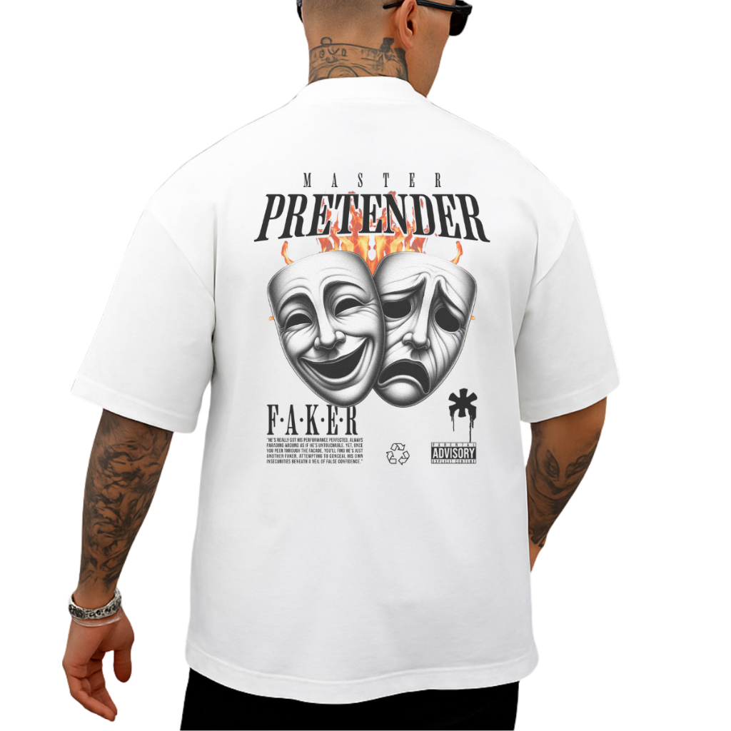 Camiseta Oversized Academia Unissex 100% Algodão – Modelo "Master Pretender" | Conforto e Estilo para seu Treino