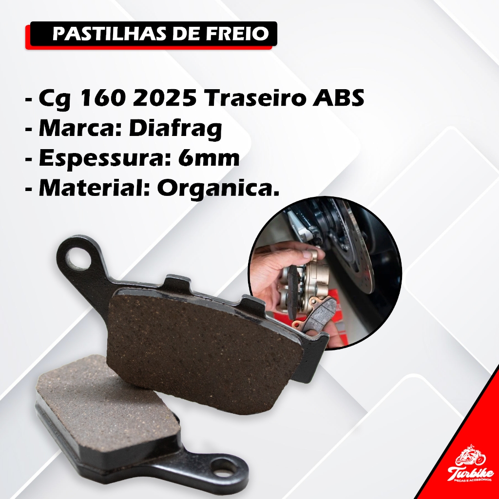 Pastilha De Freio Traseira Para Moto Honda Cg 160 Titan Com Abs 2025 Em Diante Da Pra Cg Titan160 — imagem 2 de 2