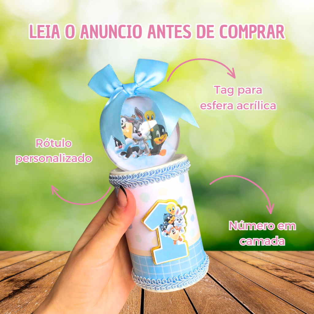 leia tudo - KIT MONTE VOCE MESMA - Cofrinho de luxo BABY LOONEY TUNES MENINO - PERSONALIZADOS DE FESTA em Oferta na Shopee