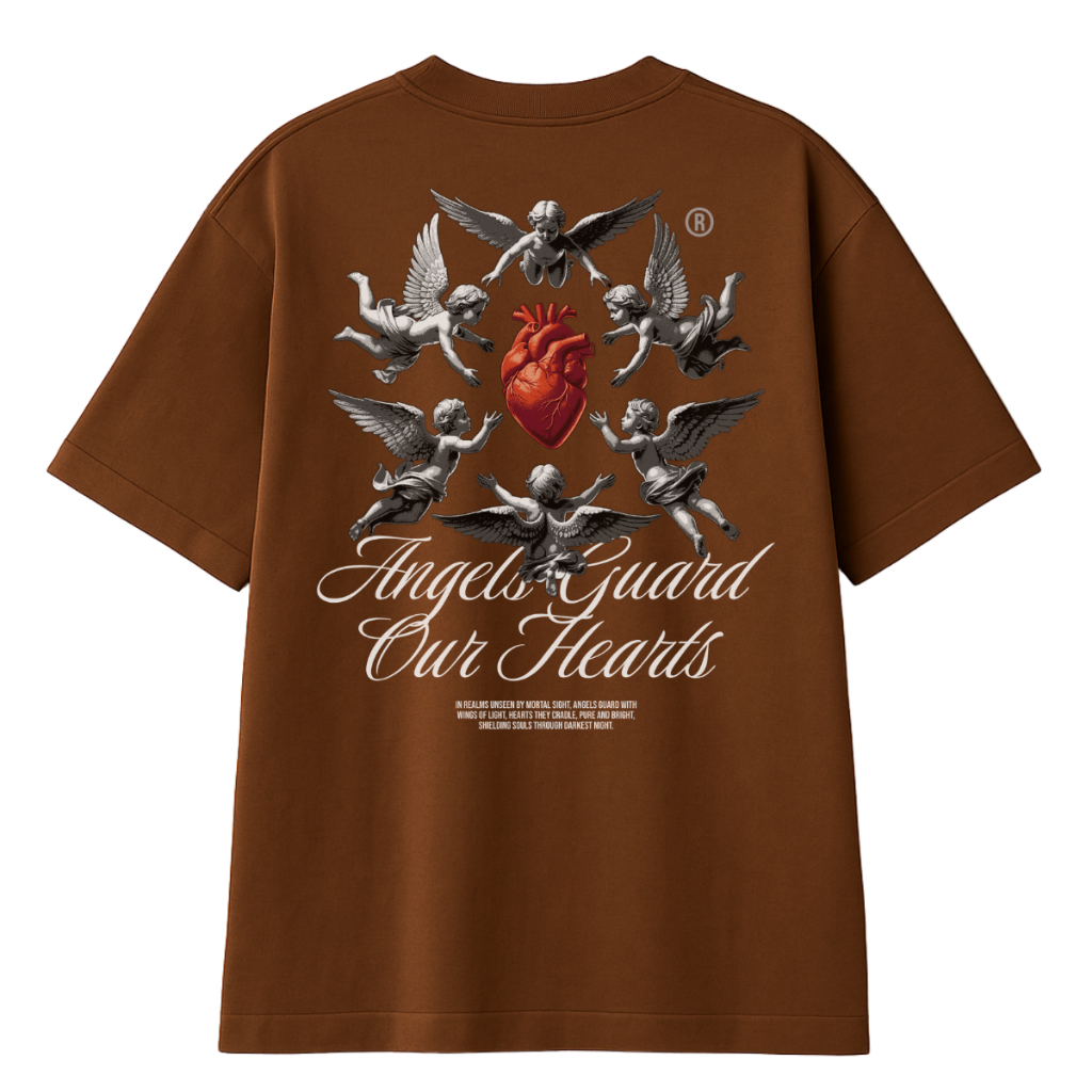 Camiseta Oversized Unissex Streetwear 100% Algodão "Angels Guard Heart" – Ideal para Academia | Lançamento Exclusivo