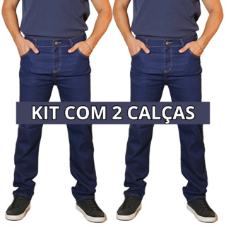 Kit 2 Calças Jeans Masculina Azul Com Elastano Lycra Trabalho/Passeio Promoção Envio Imediato Direto da Fábrica em Oferta na Shopee