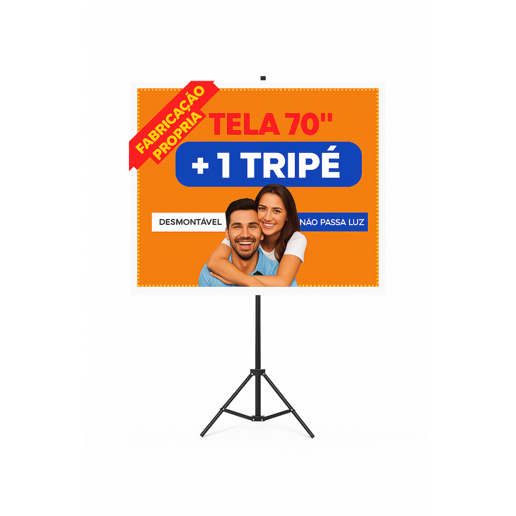 TELA 70" POLEGADAS LONA PROJETOR DATA SHOW + TRIPÉ . IDEAL PARA IGREJAS APRESENTAÇÕES