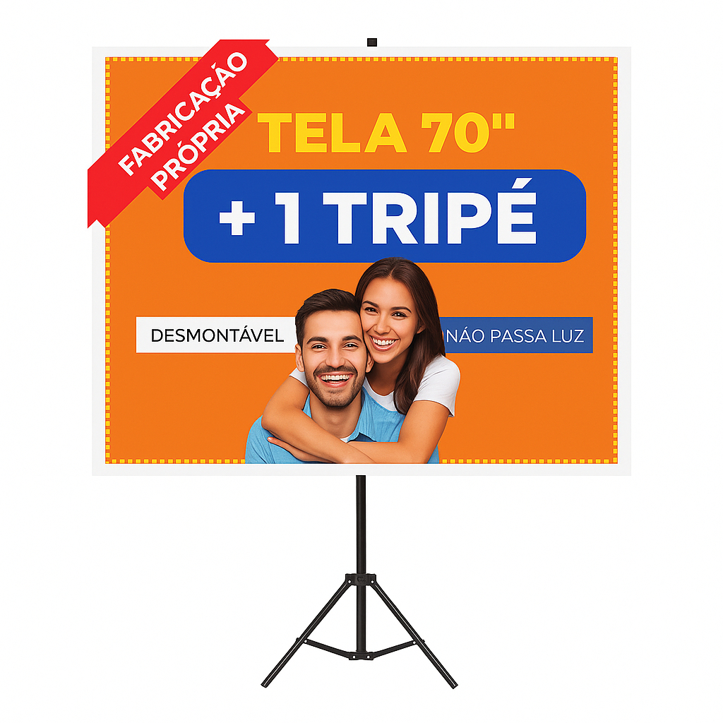 TELA 70" POLEGADAS LONA PROJETOR DATA SHOW + TRIPÉ . IDEAL PARA IGREJAS APRESENTAÇÕES