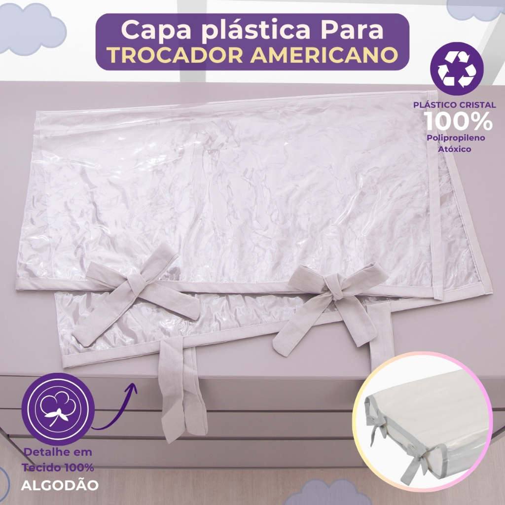Capa Plástica para Trocador Americano Impermeável 65x45 Várias Cores