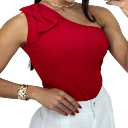 Blusa Feminina Ombro Único Mula Manca com Detalhe de Laço – Look Sofisticado