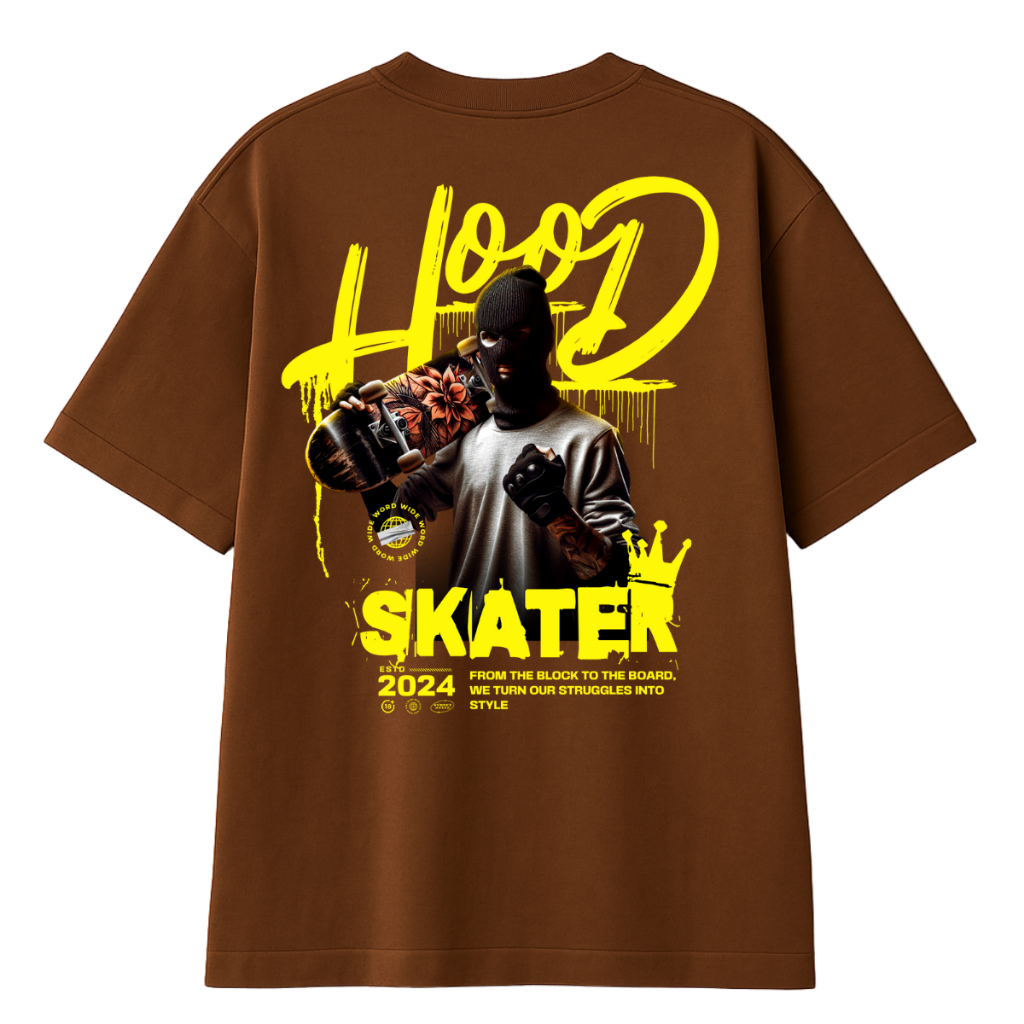 Camiseta Oversized Unissex Streetwear 100% Algodão "Skater Hood" – Ideal para Academia | Lançamento Exclusivo