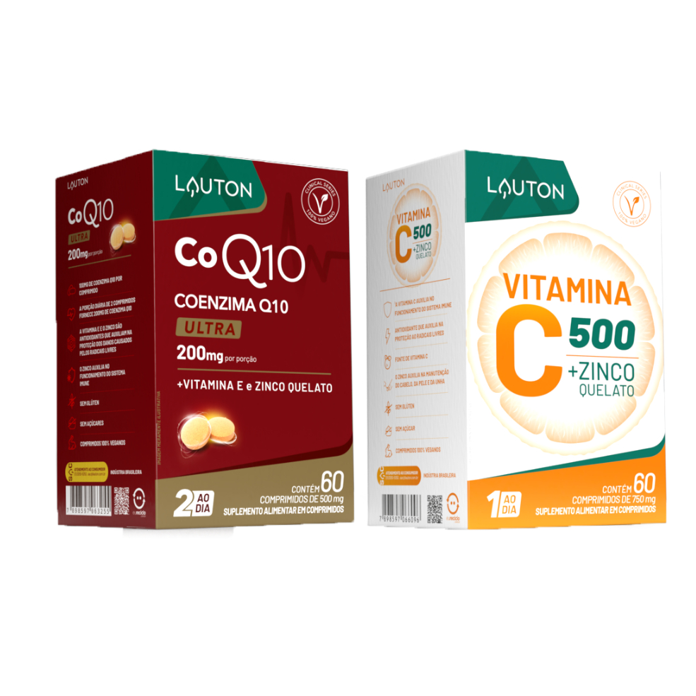 Kit CoenzimaQ10 + Vitamina C com Zinco Quelato (60 cápsulas) - Lauton