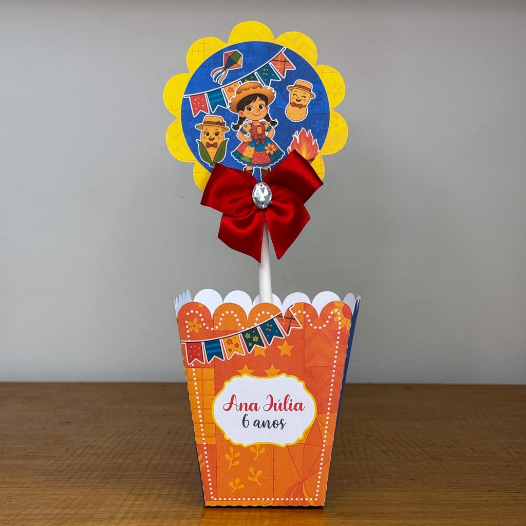Centro de Mesa Personalizado Cachepot Tema Festa Junina/Arraiá - Lembrancinha - Aniversário