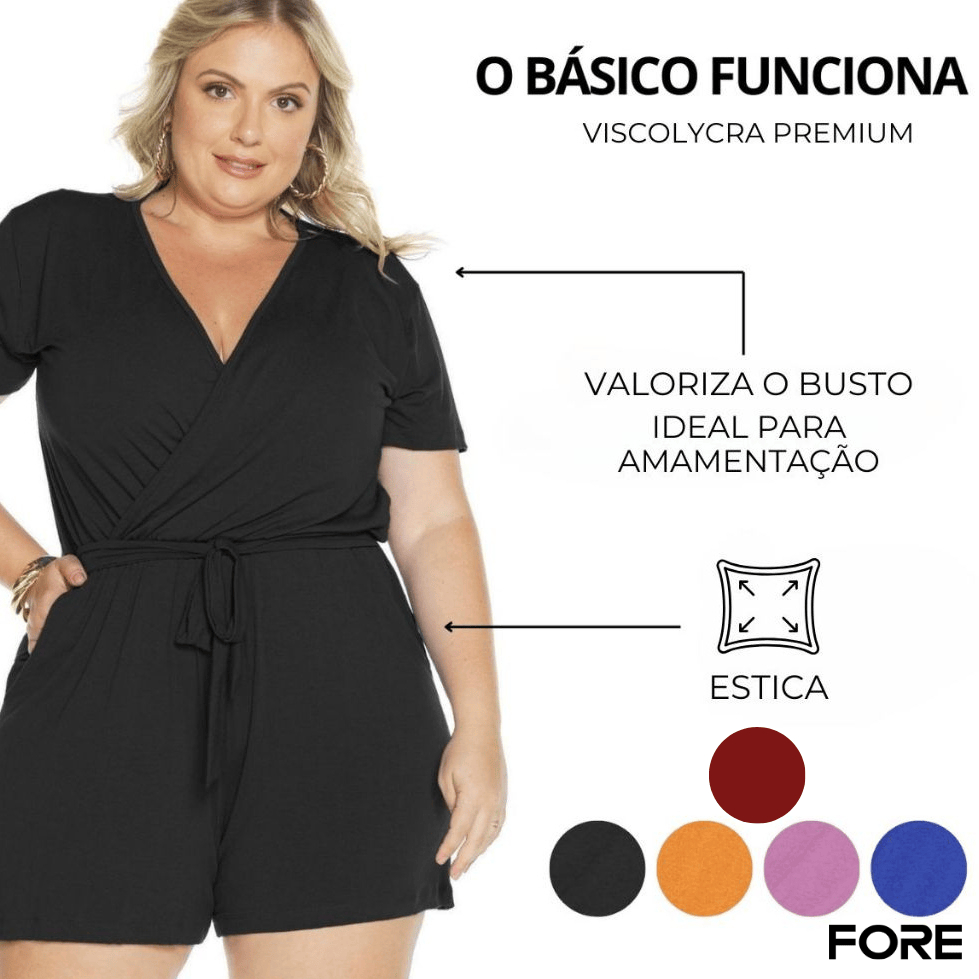 Macaquinho Feminino Plus Size Soltinho  Estilosa 070076-C1
