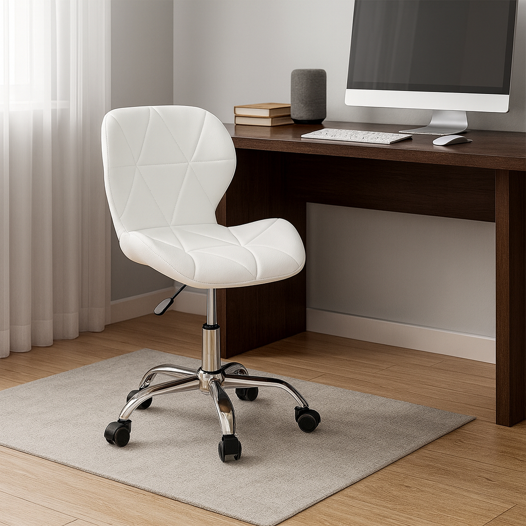 Cadeira De Escritório Slim Ergonômica Giratória Couro Diversas Cores