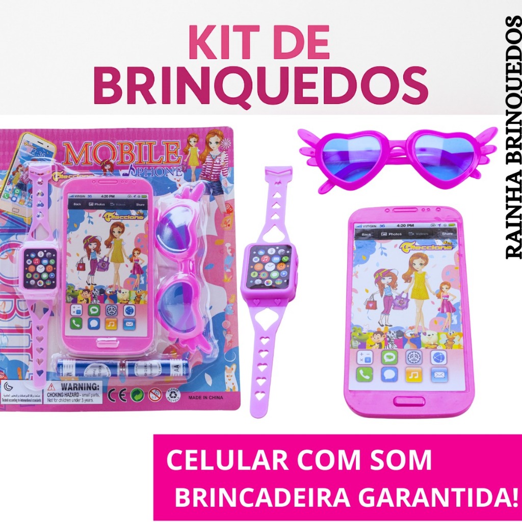 Kit Celular De Brinquedo Com Som e Relogio e Óculos Criança Brincar Presente Divertido em Oferta na Shopee