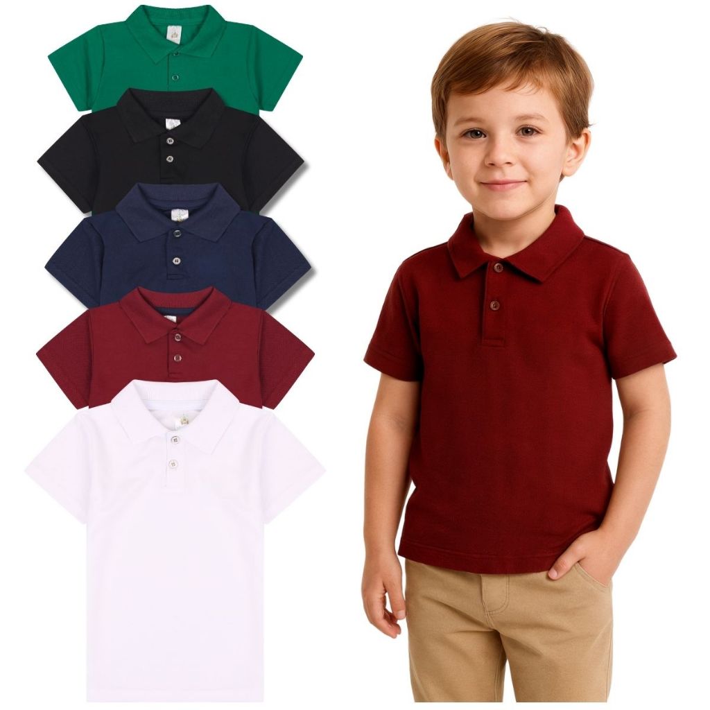 Kit Sortido 1, 2 ou 4 Camisas Polo Menino Sortidas Infantil Bebê Estilo Casual de algodão em Oferta na Shopee