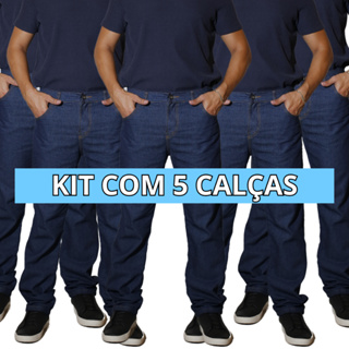 Kit 5 Calças Jeans Masculina Para Trabalho Direto da Fábrica 100% Algodão Azul Envio Imediato em Oferta na Shopee