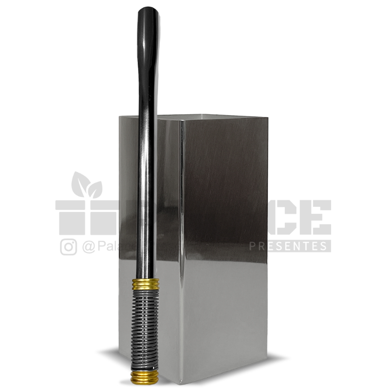 Kit para Tereré em Inox: Copo Quadrado Inox 250ml + Bomba de Terere Mola Inox Externa Regulável