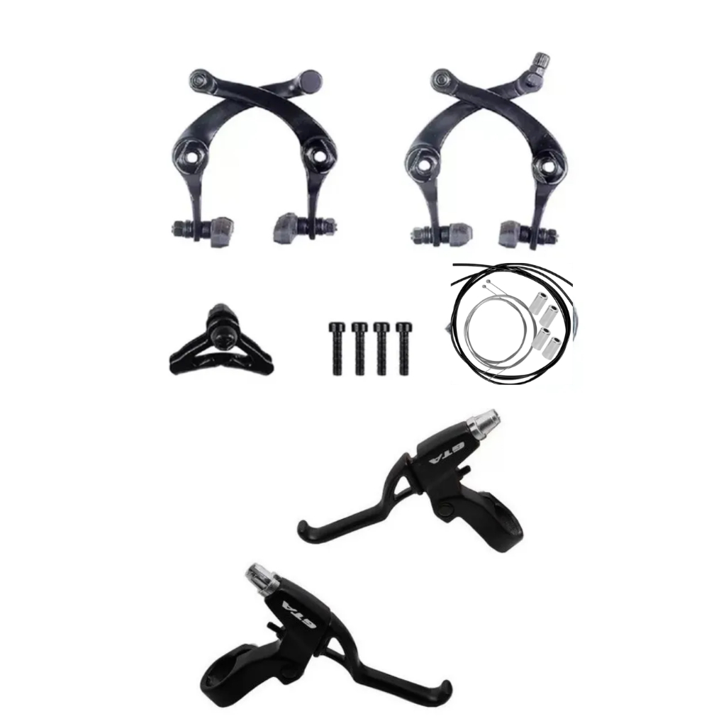 Kit Freio Completo U-Brake GTA + Manete  Preto em Alumínio