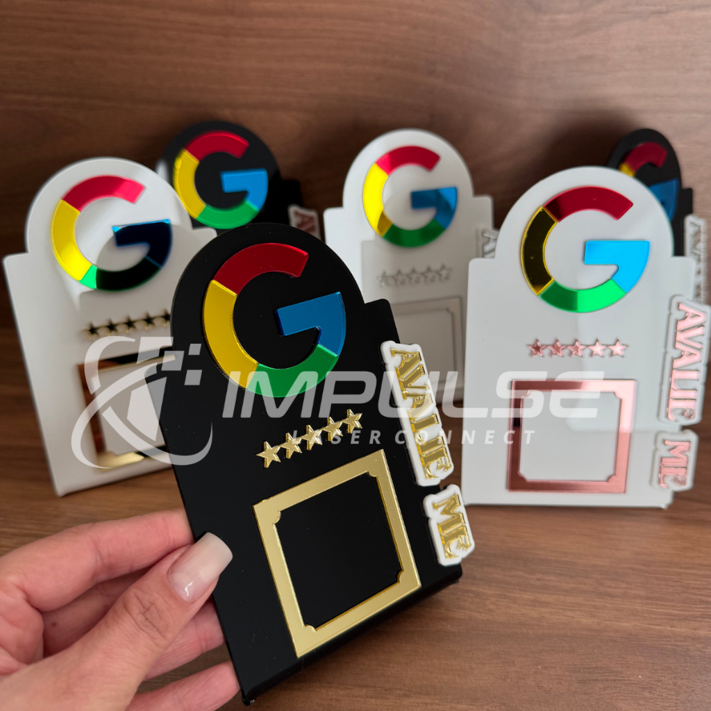 Placa Acrílico Avaliação Google Colorida Qrcode Mesa Balcão Comercio