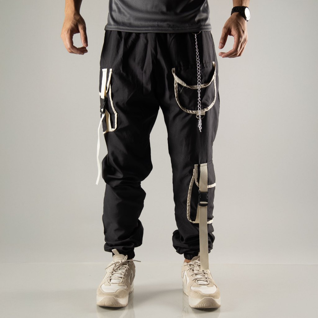 Calça Cargo Jogger Estilo Gringa Larga Rapper Trapper Corta Vento 100% poliester com Bolso Lateral