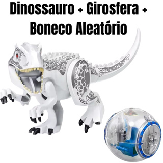 Dinossauro Bloco Montar Branco 28cm Grande + 1 Girosfera + 1 Boneco Aleatório em Oferta na Shopee