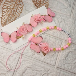 Kit Jardim Encantado Rosa Bebê - Tiara de Meia com Borboletas + Prendedor de Chupeta Personalizável em Oferta na Shopee