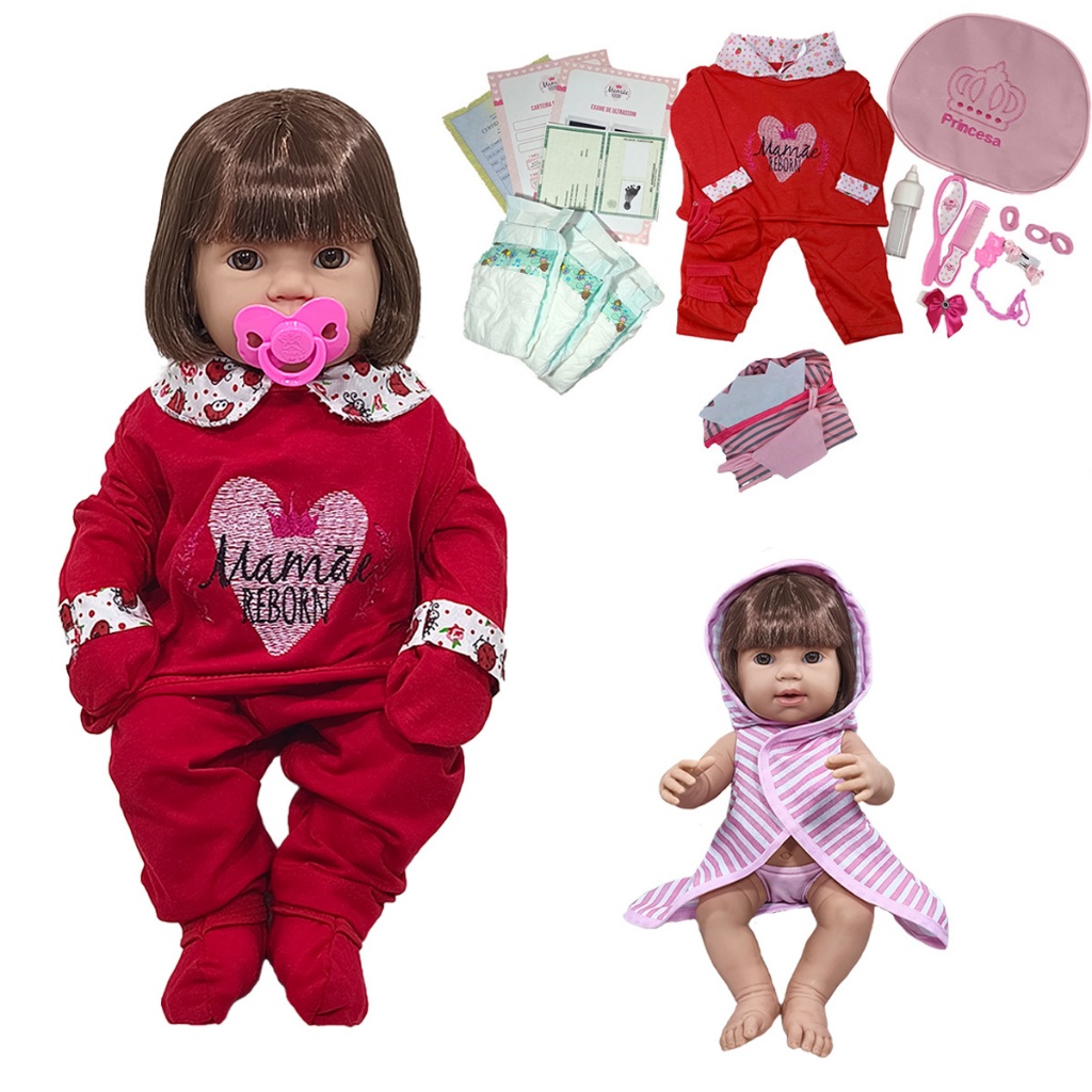 Boneca Bebê Mamãe Reborn 100% Silicone Bolsa + 28 Itens em Oferta na Shopee