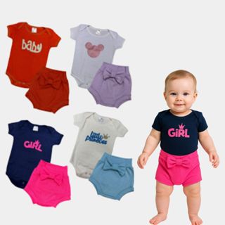 Kit 8 Peças de Roupa Bebê Menina - Conjunto Body Curto + Shorts laço Oferta Relâmpago em Oferta na Shopee