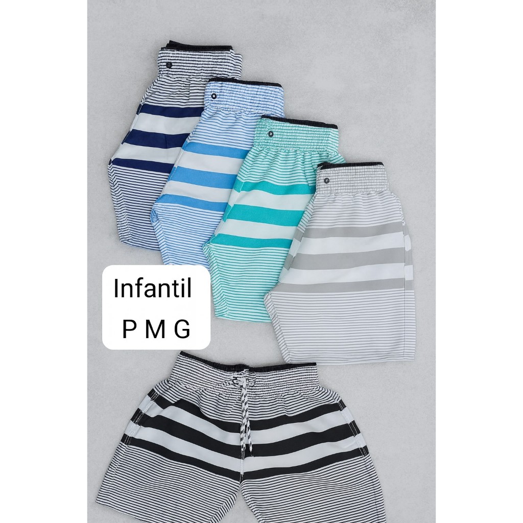 Kit Bermuda Tactel Grosso Infantil Premium em Oferta na Shopee