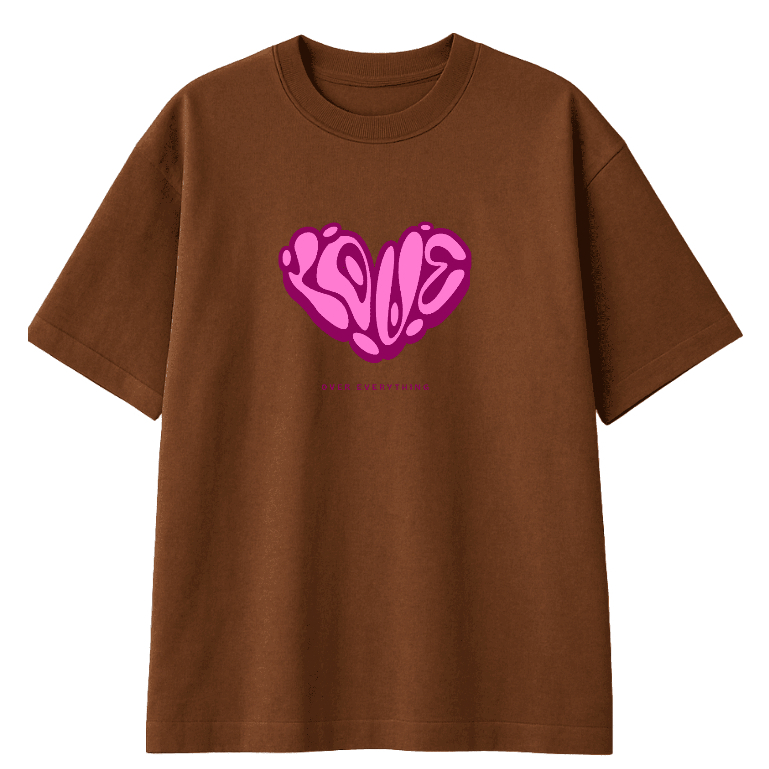 Camiseta Oversized Feminina Streetwear Confortável Algodão "Coração Love" – Casual para Academia | Lançamento Especial