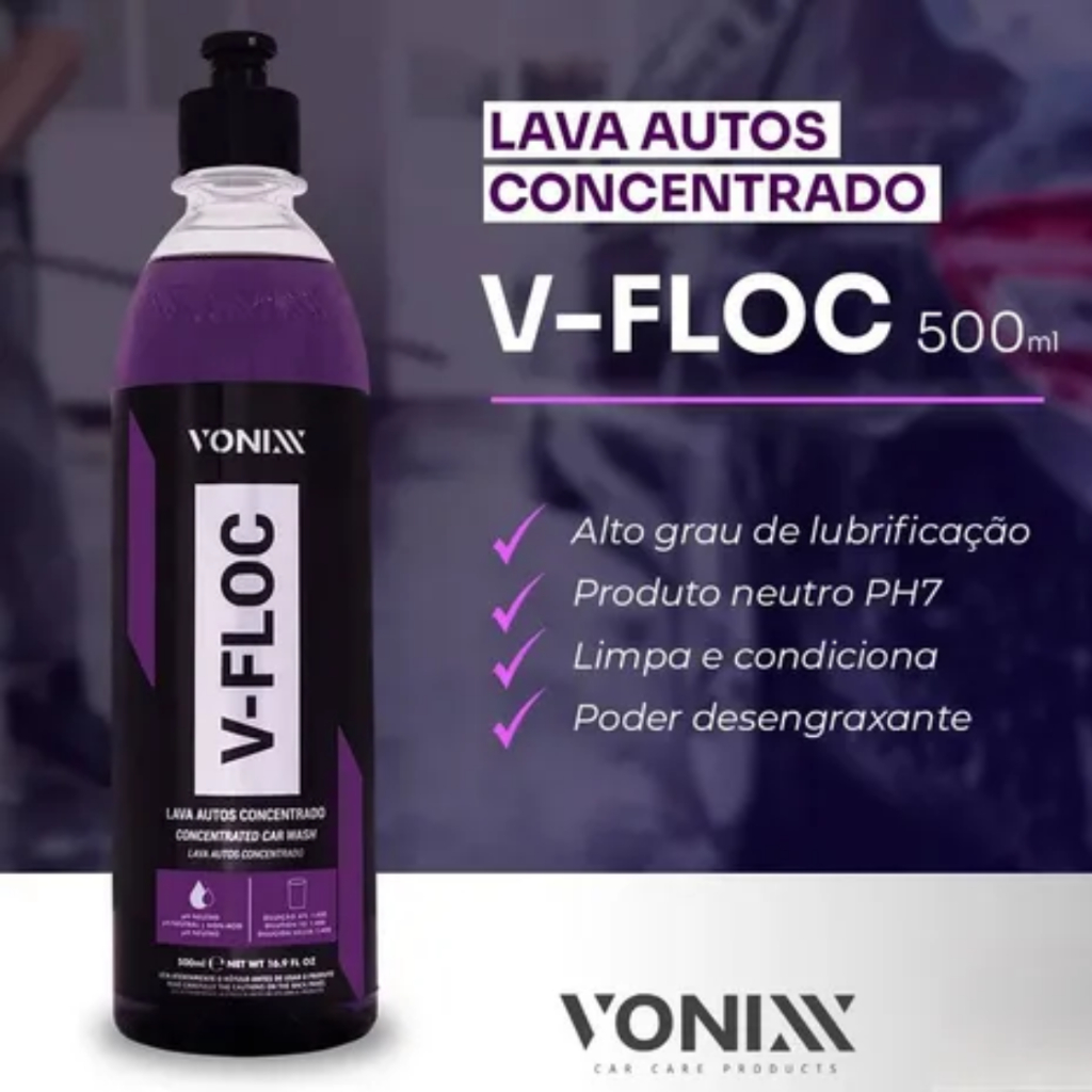 KIT V FLOC + V MOL 500 ML 1,5L  LAVAGEM VONIXX  Shampoo Automotivo Concentrado