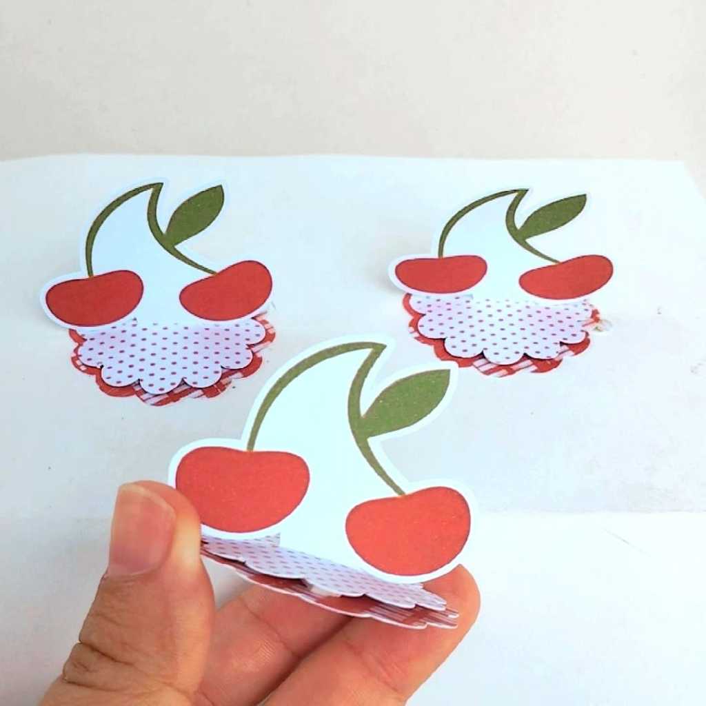 Kit Aplique 3D, 10, 20, 30 ou 40 und. Tag CEREJINHA CEREJA Personalizada Lembrancinhas Festa infantil | Aniversário