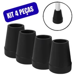 Kit 4 Ponteira Pé De Borracha 7/8" (2,2cm) ou 3/4" (1,9cm) Muleta Bengala Andador e Auxiliar