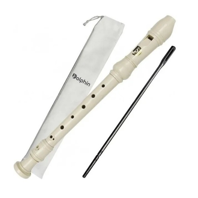 Flauta Doce Barroca Soprano Dolphin Dp124 - Cor Creme Única