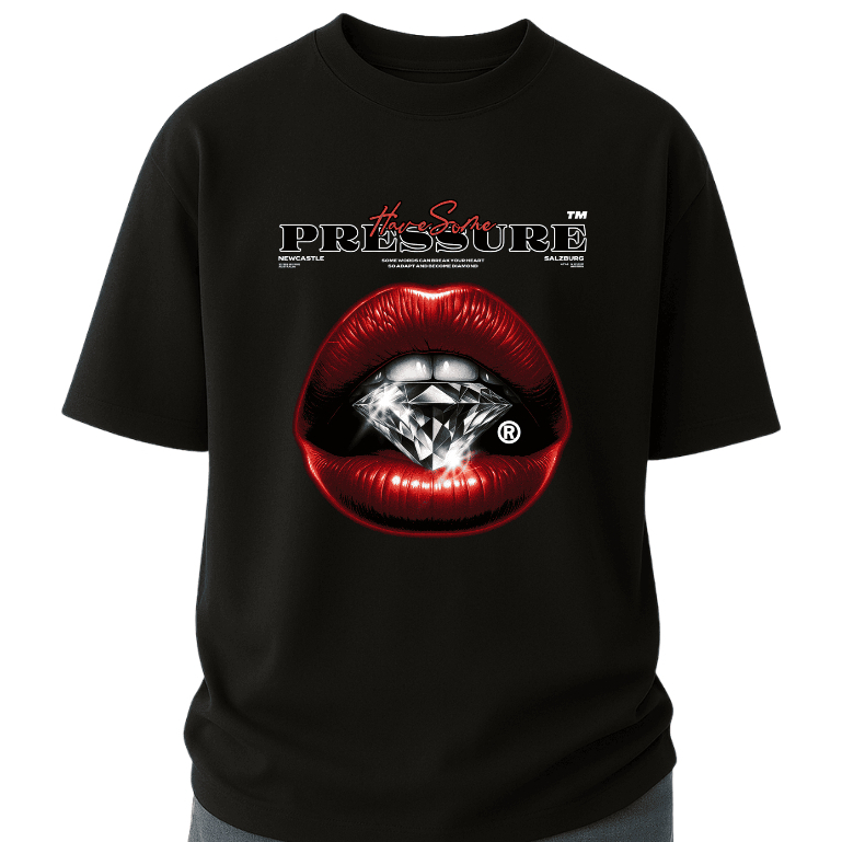 Camiseta Oversized Feminina Streetwear Confortável Algodão "Boca Diamante" – Casual para Academia | Lançamento Especial