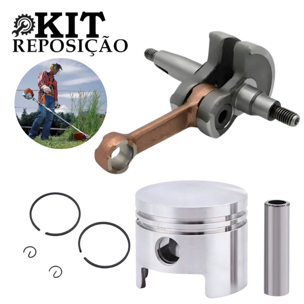 Kit Virabrequim Com Biela + Pistão 44mm Para Roçadeira 52cc/63cc em Oferta na Shopee